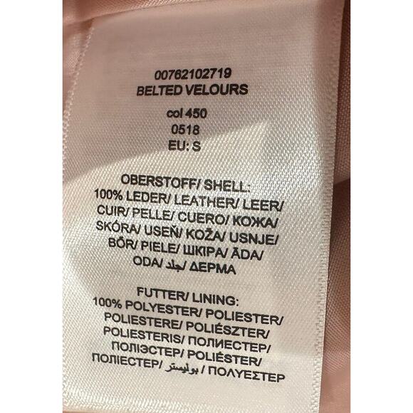 REVIEW Jacket Women’s Small 100% Leather Pink Belted Velour Motorcycle Jacket - Picture 9 of 9